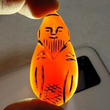 美品 天然石 本物赤瑪瑙 手彫り 清代 寿老人紋 根付 玉飾り_画像2