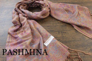 新品【パシュミナ Pashmina】ペルシャ柄 マルチカラー 大判 ストール カシミア100% Cashmere