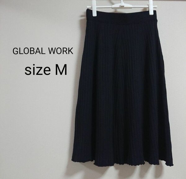 GLOBAL WORK ニットスカート 黒 フレア ブラウジング