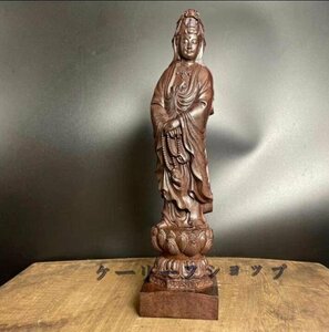 【ケーリーフショップ】沈香木彫り 仏像 観音菩薩 観音像 置物 彫刻 高さ：20cm