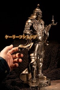 【ケーリーフショップ】仏像 毘沙門天 ブロンズ像 多聞天 四天王 彫像 贈り物 美術品 総高38cm