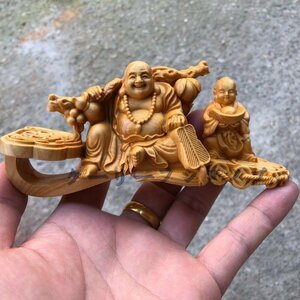 【ケーリーフショップ】 布袋様 七福神 精密彫刻 木彫仏像 福運 金運 財運 工芸品