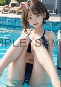 【 高画質 イラスト アート ポスター A4 】グラビア 美人 美女 写真 水着 巨乳 アイドル かわいい メイド コスプレ g-1197