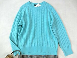 ■23区大きいサイズ44今季カシミヤウールアランケーブルニット/ターコイズ20,900円■