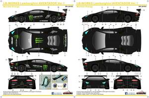 SK DECAL SK163 LB Works Lamborghini Aventador Ver.1 Monster Energy 