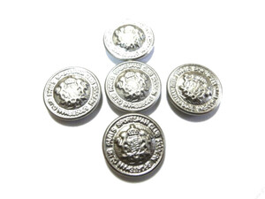 約15mm 10個入り ボタン シルバー色 家紋調 メタル 真鍮 金属 ボタン 手芸 ブレザ－ ジャケット ms093