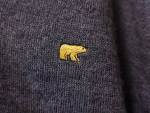 送料無料★sizeM★GoldenBear★金熊ロゴ刺繍★春物★上質ウール100%★Vネックニット/濃グレー★セーター★ゴールデンベア☆_画像4