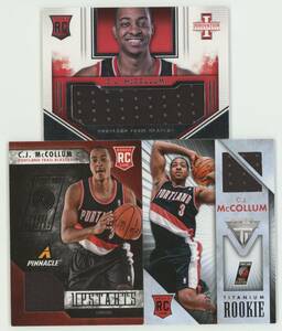 【C.J. McCollum/マッカラム】Panini ジャージカード ルーキーイヤー RC メモラビリアカード3枚セット②