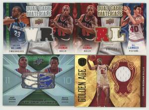 【Dennis Rodman メモラビリアカード4枚セット②】Panini Upperdeck デニスロッドマン ジャージカード