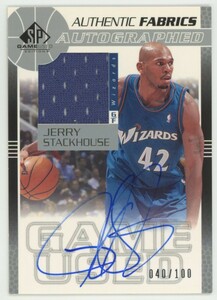 【Jerry Stackhouse】2003 UpperDeck SP Game Used Fabrics Auto Jersey 直書き 直筆サインジャージカード 100枚限定