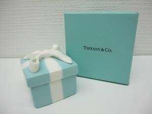 ブランド祭 雑貨祭 ティファニー ミニブルーボウボックス 自宅長期保管品 TIFFANY&Co. 小物入れ 陶器 ブルーリボン シミ有