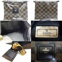 FENDI フェンディ 折り畳み ボストンバッグ ポーチ付き エコバッグ トラベルバッグ 大容量 ブラウン ☆P_画像9