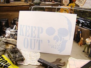  stencil seat (KEEP OUT Skull )L size american miscellaneous goods America miscellaneous goods 