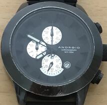 208-0213 ANDROID U.S.A メンズ腕時計　ラバーベルト　クオーツ　クロノグラフ 黒　ブラック　AD396 電池切れ 動作未確認_画像1