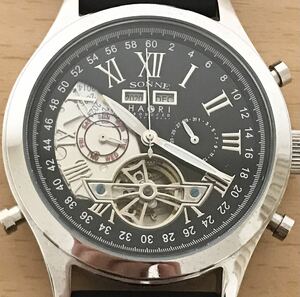 179-0299 SONNE × HAORI ゾンネ　メンズ腕時計　ラバーベルト　自動巻 黒　ブラック　G003 動作確認済み