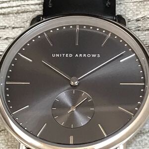 182-0715 UNITED ARROWS ユナイテッドアローズ メンズ腕時計 レザーベルト ブラック 電池切れ 動作未確認