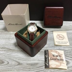 m118-0941 EDDIE BAUER CLASSIC DATE WATCH レディース腕時計 ブラウン レザーベルト 電池切れ 動作未確認