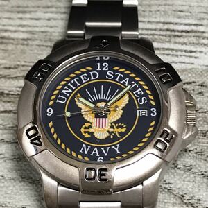 204-0579 UNITED STATES NAVY メンズ腕時計 金属ベルト 電池切れ 動作未確認