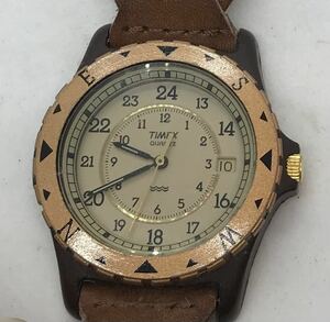 187-0482 TIMEX 腕時計 革ベルト ブラウン 電池切れ 動作未確認