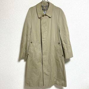  Aquascutum Aquascutum turn-down collar coat long coat lining check beige size 36 men's S corresponding *CW