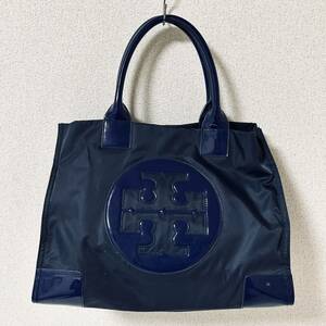 TORY BURCH トリーバーチ トートバッグ ナイロン×エナメル ブルー　＊36