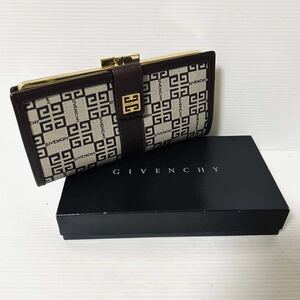 【BOX付】GIVENCHY ジバンシイ 二つ折り財布　長財布 モノグラム　総柄　がま口　＊9