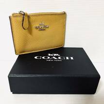 【BOX付】COACH コーチ カードケース パスケース 定期入れ　レザー イエロー　＊63_画像1