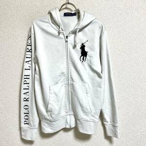 ポロラルフローレン Polo Ralph Lauren ジップアップパーカー スウェットパーカー ビッグポニー ホワイト メンズ サイズSP ＊23