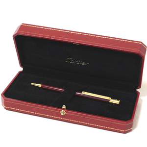 超美品 Cartier カルティエ サントス ドゥ ボールペン ツイスト式 ボルドー ゴールド 筆記確認済み 保存箱付き