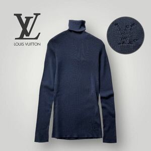 ［美品］LOUIS VUITTON ルイヴィトン / タートルニット Lサイズ ネイビー ロゴ イタリア製