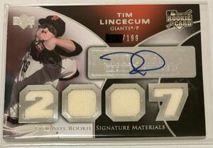 2007 MLB UD EXQUISITE TIM LINCECUM RC JERSEY AUTO 199枚限定 貴重！