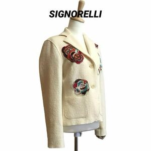 SIGNORELLI 刺繍 圧縮ウールジャケット イタリア製