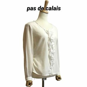 pas de calais フリル ガーゼブラウス ホワイト