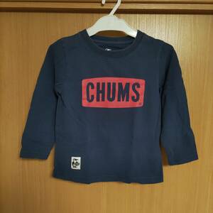 チャムスKIDS長袖Tシャツ紺色ネイビー赤REDレッドMサイズ100cm110相当CHUMS綿115cmキッズ子供CH21-1066男の子ロングTシャツ女の子ロンT