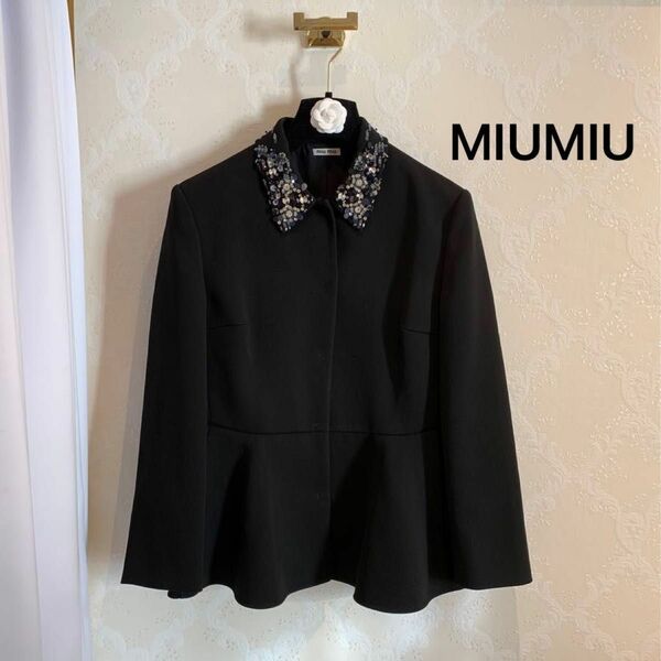 miumiu ジャケット　高級生地　スリム　ブラック　40号