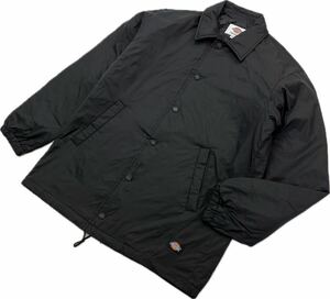 Dickies ☆ 背中ロゴ◎ 中綿 コーチジャケット ナイロンジャケット ブラック 黒 M ワーク ストリート スケーター 古着 ディッキーズ■S2854