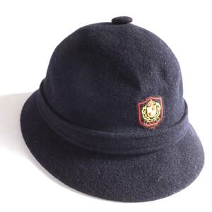 KANGOL　カンゴール　ビンテージ　CASUAL　イギリス製　PLAIN WOOL GROUSER カジュアル　ハット　ベル型　ネイビー　Lサイズ　59.5cm