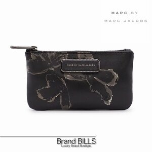 1円スタート MARC BY MARC JACOBS マーク バイ マーク ジェイコブス コインケース 小銭入れ ブラック 花柄 キーリング付き レザー