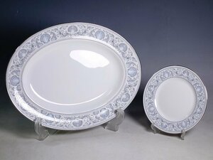 K02013【WEDGWOOD ウェッジウッド】DOLPHINS ドルフィン 35.5cm オーバルプレート 楕円皿 / 17.5cm プレート 平皿