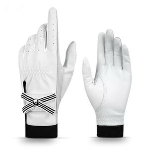  обе рука комплект Golf для женщина женский овца кожа натуральная кожа лента перчатка белый белый симпатичный модный 4