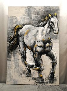 Art hand Auction Toile créative Art Times Cheval Largeur 80 cm x Hauteur 120 cm Fait à la main Intérieur Tenture murale Affichage de magasin Art Moderne ①, Ouvrages d'art, Peinture, autres