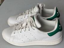 【中古美品】本革 adidas STAN SMITH 白緑レザー JP 23cm 天然皮革 アディダス スタンスミス レディース_画像2