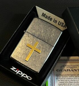 ★USA直輸入 ZIPPO 十字架 真鍮 クロス Cross Brass ジッポー メタル貼り ライター 喫煙具 フリーメイソン ロザリオ bv811