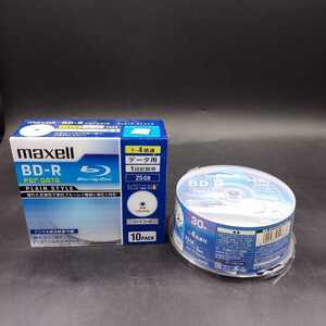 ★送料最下部★　未使用品　maxell BRV25WPE.30SP 録画用 BD-R 標準130分 4倍速 30枚スピンドルケース　BR25PPLWPB.10S セット　