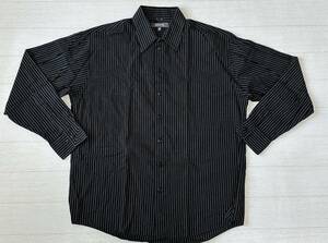 ☆送料無料☆ KENNETH COLE REACTION ケネスコール USA直輸入 古着 長袖 ストライプ シャツ メンズ L ブラック トップス 中古 即決