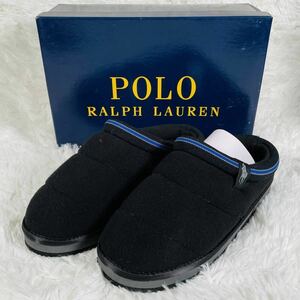 未使用 POLO RALPH LAUREN ポロラルフローレン SUTTON SCUFF サットンスカッフ US8 27.0 41 BLACK/GREY ブラック/グレー 