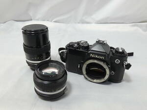【ジャンク】Nikon ニコン FE 一眼レフ フィルムカメラ レンズ2点セット ブラックボディ 動作未確認☆