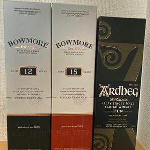 ボウモア　12年　15年　アードベッグ10年 3本セット　アイラ　シングルモルト　スコッチウイスキー BOWMORE ARDBEG