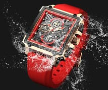 新品未使用★日本未入荷★LlGE高級メンズ腕時計 クロノグラフ 正規品 レッド 赤 ディーゼル フランクミュラー エルメス ファンに人気 防水_画像4