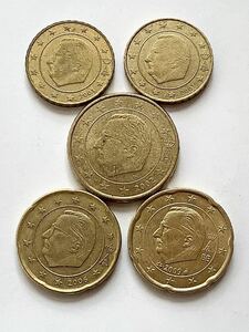 【希少品セール】ユーロコイン ベルギー 50セント硬貨 2002年 20セント硬貨 2006年 2009年 10セント硬貨 2001年 2枚 5枚まとめて